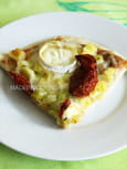 Pizza au caviar d aubergines, poireaux et ch�vre