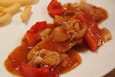 Poisson grill� � la sauce aigre-doux aux litchis
