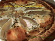 Tarte au ch�vre et poires poch�es