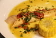 Saumon au beurre de basilic piment�