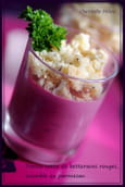 Panna cotta de betteraves rouges, crumble au parmesan