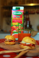 Gazpacho Alvalle et ses mini burgers