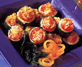 Courgettes grill�es au gruy�re et aux tomates