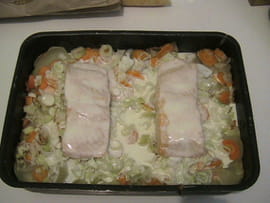 Pav� de saumon et ses petits l�gumes 