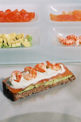 Toasts � la truite et aux �crevisses