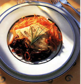 Turbot aux oignons et carottes confites