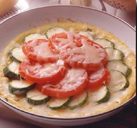 Omelette courgette, tomate, fromage
