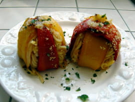 Timbale de spaghettis aux 2 poivrons