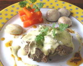 Blanquette d agneau, sabayon � l ail et au basilic