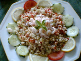 Taboul� aux crevettes