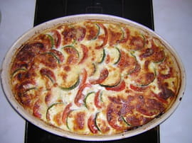 Clafoutis tomates, courgettes, mozzarella