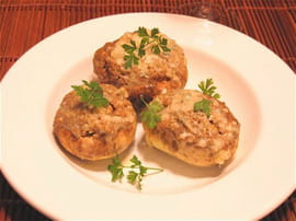 Champignons farcis et cr�me de gorgonzola