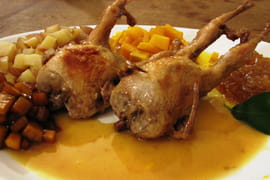 Cailles aux kakis � la sauce aux mandarines