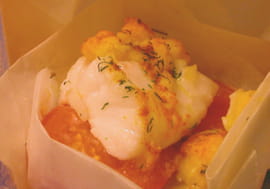 Cabillaud en papillote fa�on crumble
