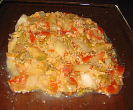 Oeufs brouill�s endives-tomates