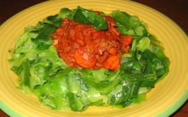 Nid de tagliatelles de courgettes � la bolognaise