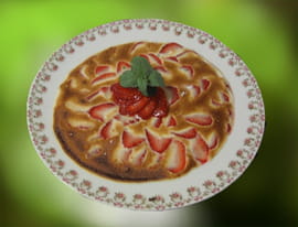 Gratin de fraises, sabayon au citron et au basilic