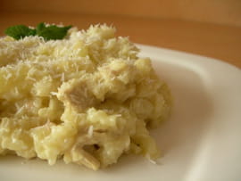 Risotto blanc au poulet, ch�vre, fenouil et coco