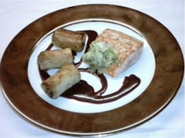Saumon r�ti, pomme de terre en mo�lle d anchois