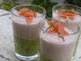 Duo de mousses de saumon fum� et d avocat