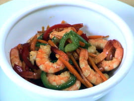 Crevettes saut�es aux petits l�gumes