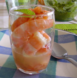 Verrine de saumon aux crevettes Verrine de saumon aux crevettes