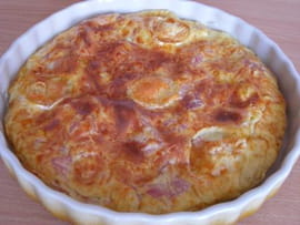 Quiche sans p�te au jambon et au fromage