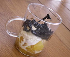 Verrine d ananas et trompettes de la Mort, glace vanille