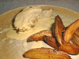 Filet mignon � la moutarde et pommes aux herbes