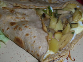 Galette aux pommes de terre, champignons rissol�s