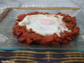 Fricass�e de poivron-tomate � l oeuf