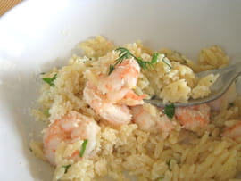 Risotto de p�tes aux crevettes et aux herbes