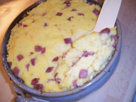 Gratin de polenta au jambon