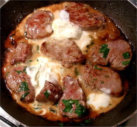 Rondelles de filet de veau, asperges caram�lis�es