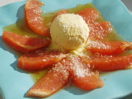 Pamplemousse � la noix de coco et son caramel