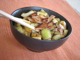 Wok de concombre au poulet