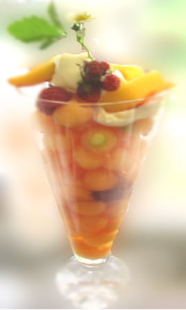 Verrine de melon et p�ches � la lavande