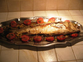Papillote de bar farci aux  crevettes