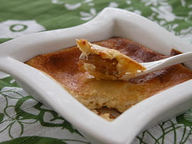 Fondant de fromage blanc sur compote de mirabelles