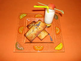 Financiers au melon confit, miel de lavande et milk-shake au sirop abricot-calisson