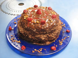 G�teau g�noise chocolat-framboise