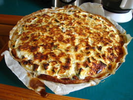 Tarte saumon, courgettes, basilic