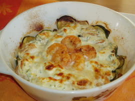 Gratin de courgettes aux crevettes et ricotta