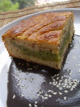 G�teau basque au th� matcha et noisettes