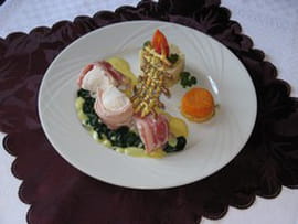 Rouleau de lotte l�g�rement fum�, risotto au parmesan
