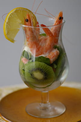Verrine de crevettes aux kiwis