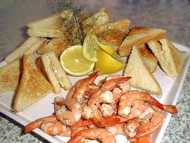 Crevettes marin�es et sandwichs au citron