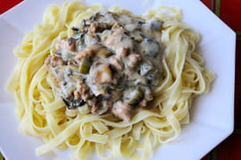 Tagliatelles au saumon et aux poireaux