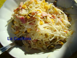 Salade de chou blanc aux olives et jambon