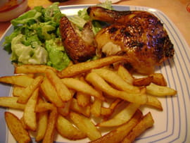 Poulet moutarde-miel et frites belges